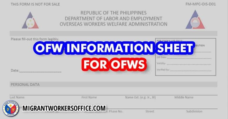 OFW Information Sheet Download OWWA Membership Form | Migrant Workers ...
